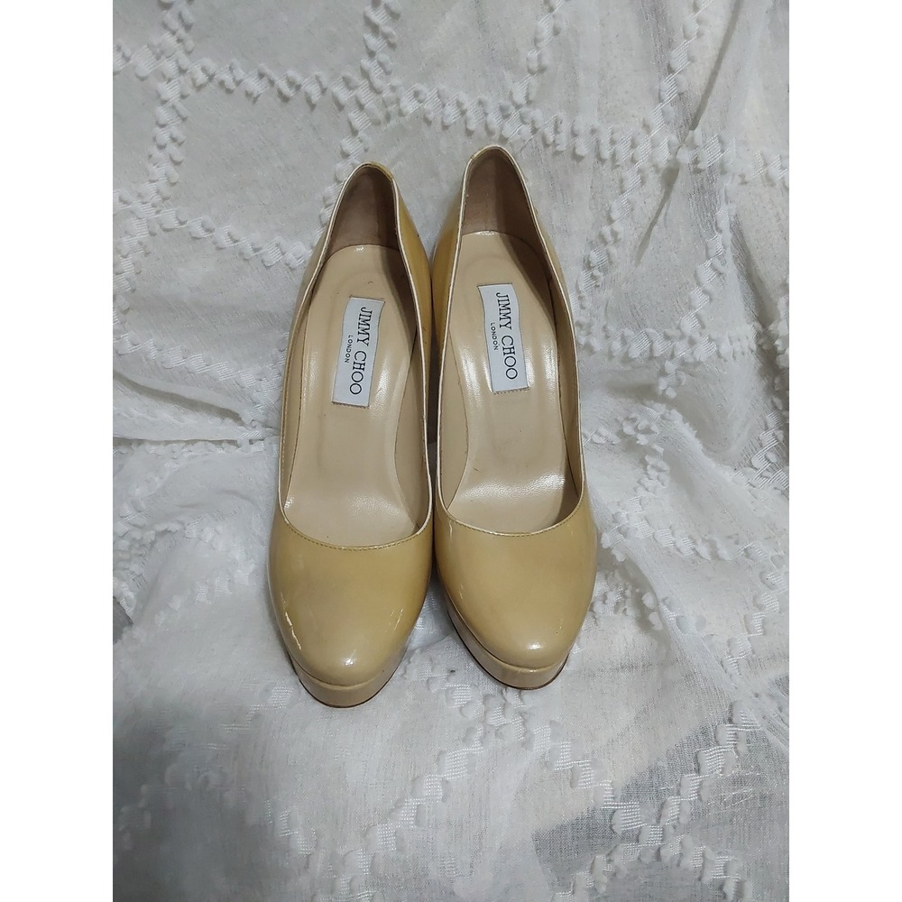Jimmy Choo Nude Platform‎ Pumps Stiletto Heels Size 37 Made in Italy